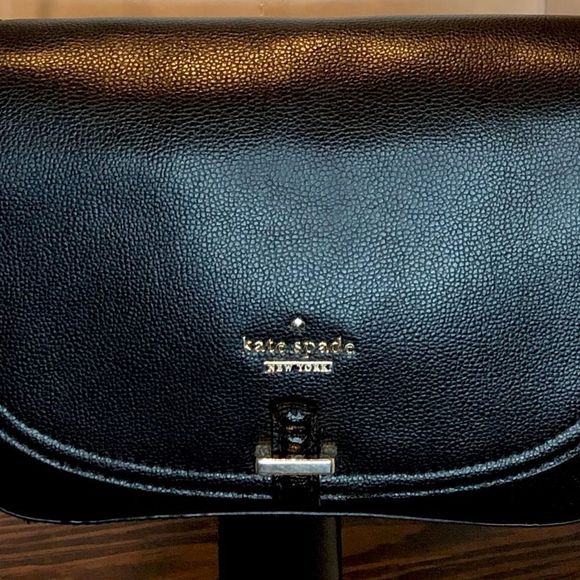 KATE SPADE Tumbled Black Leather Crossbody Shoulderbag with Rose Gold Chain - Picture 9 of 15